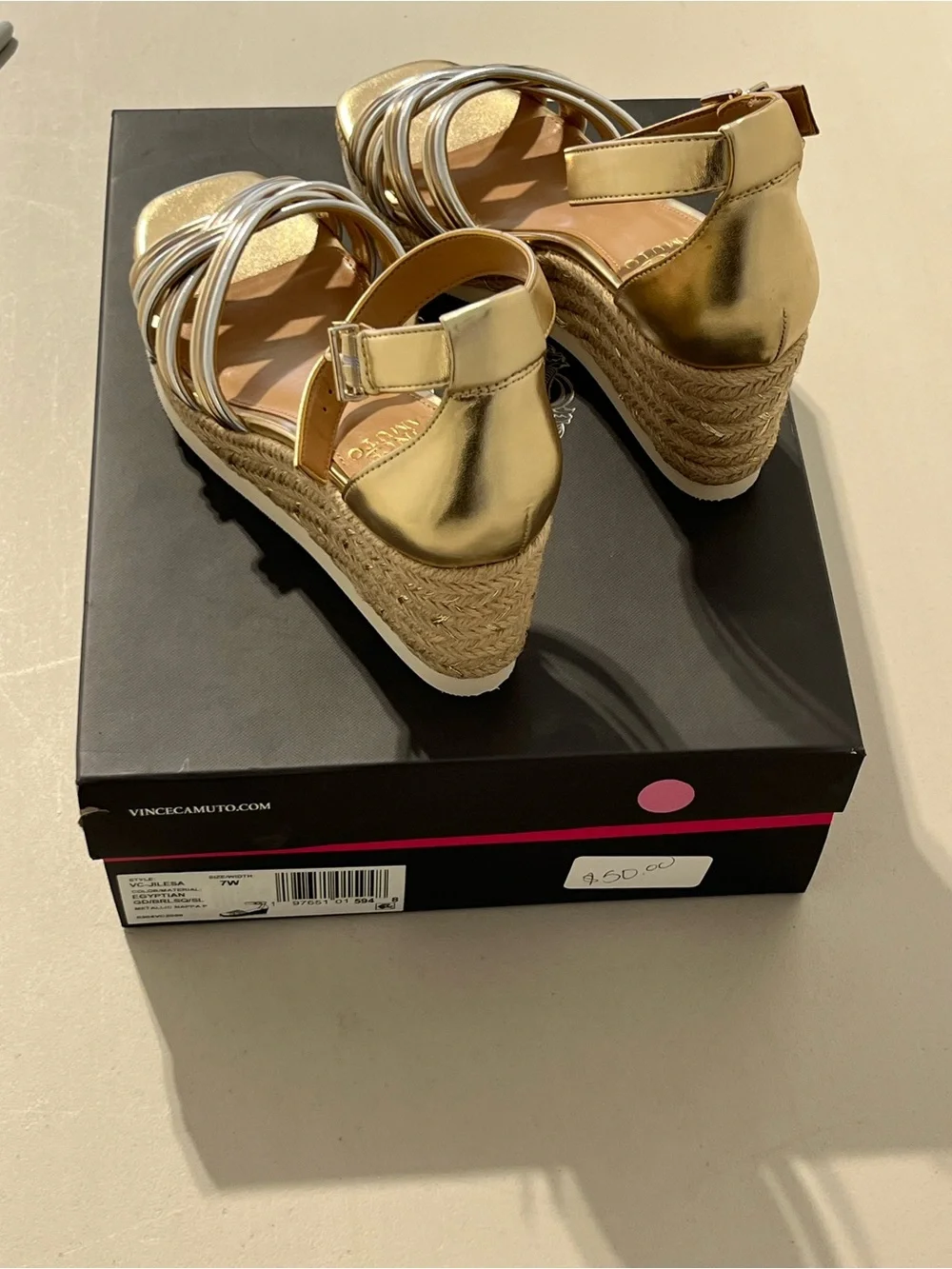 Vince Camuto Metallic Gold Wedge Espadrille Sandals